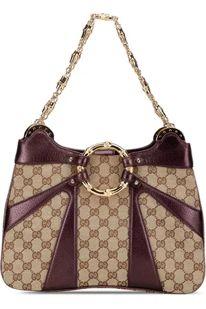 Gucci Bamboo skuldertaske i GG-kanvas med ringkæde fra 2000-2015