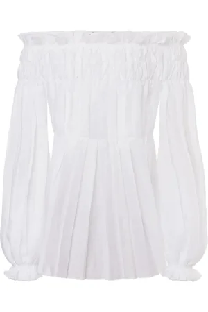 Alberta Ferretti Plisseret bluse med off-shoulder-snit
