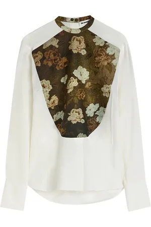 Jil Sander Skjorte med blomstret bryststykke