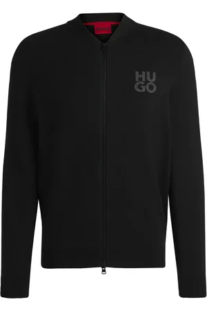 HUGO BOSS Sweater med logo-intarsia og lynlås