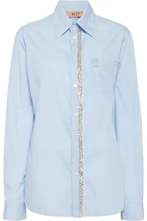 Nº21 Poplin-skjorte med krystaludsmykning