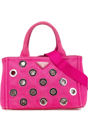 Prada Lille Canapa Grommet satchel-taske i lærred fra 2013-2024