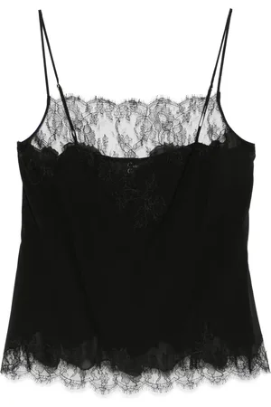 CARINE GILSON Camisole i silke med Caudry-blonde