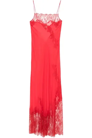 CARINE GILSON Lang natkjole med Calais-Caudry-blonde