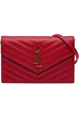 Saint Laurent Grain De Poudre matelasse chevron-mønstret Chain Wallet crossbody-taske med monogram fra 2016