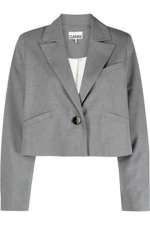 Ganni Cropped enkeltradet jakke