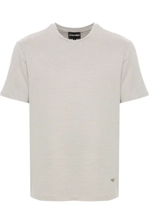 Emporio Armani Stribet T-shirt med broderet logo
