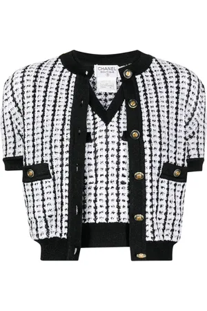 CHANEL 1997 strikket cardigan i tweed