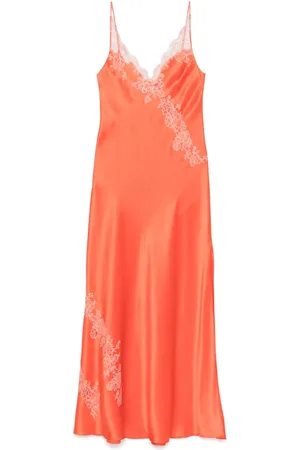 CARINE GILSON Lang natkjole med Calais-Caudry-blonde