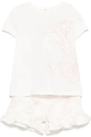 PATACHOU T-shirt og shorts med blomstret broderi