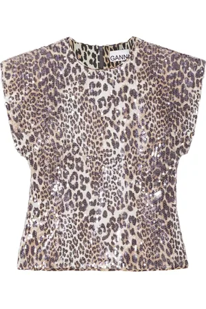Ganni Bluse med leopardtryk