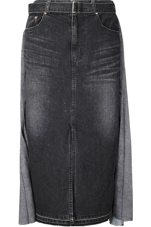 SACAI Plisseret denimnederdel