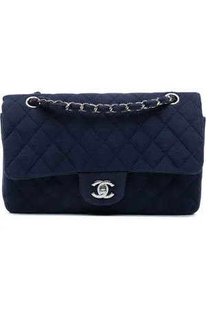 CHANEL Medium Classic Double Flap skuldertaske i jersey fra 2017-2018