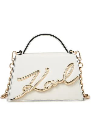 Karl Lagerfeld Lille Signature crossbody-taske i læder