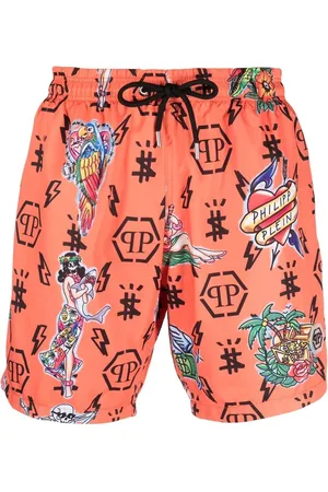Philipp Plein Badeshorts med grafisk monogram-tryk