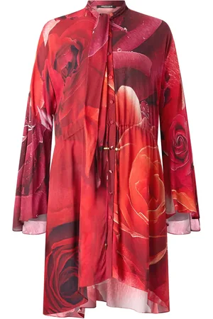 Roberto Cavalli Kort kjole med rose-tryk