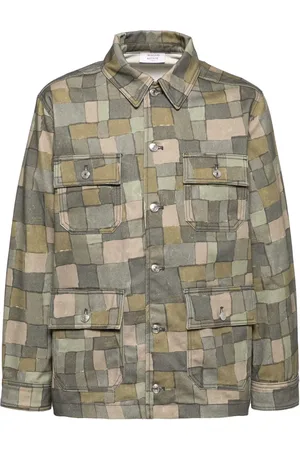 Maison Kitsuné Skjortejakke med hætte og geometrisk tryk