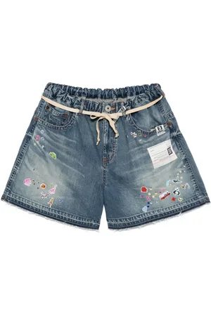 Maison Mihara Yasuhiro Denimshorts med mærkedetalje