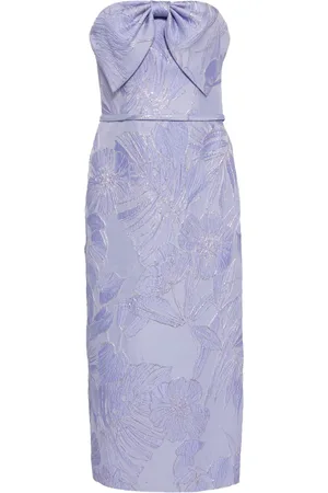 Amsale Mellemlang blomstret kjole i jacquard