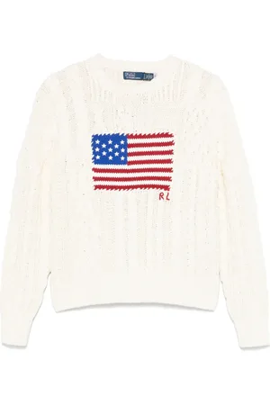 Ralph Lauren Aran-strikket sweater med flag