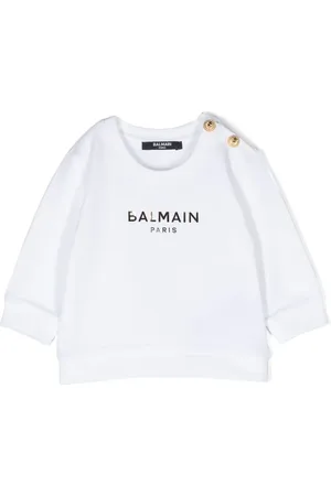 Balmain Sweatshirt med flock-tekstur og logo