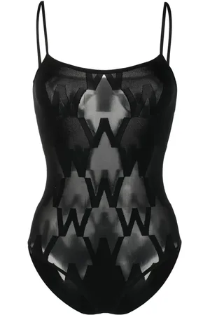 Wolford Gennemsigtig bodysuit med monogram-tryk