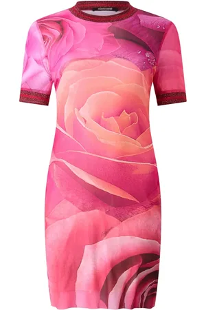 Roberto Cavalli Kort kjole med rose-tryk