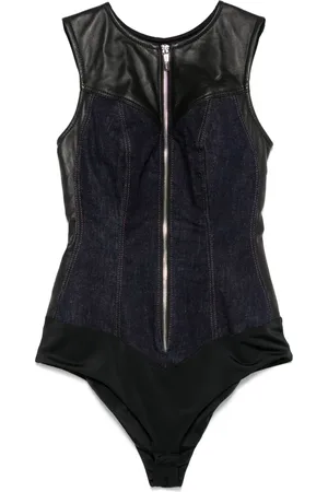 MITILIANE COUTURE Bodysuit i denim med læderdetalje