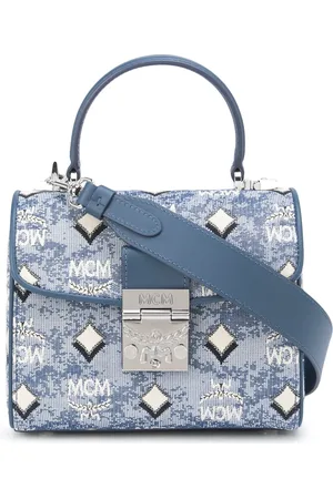 MCM Lille satchel-taske med monogram-jacquard