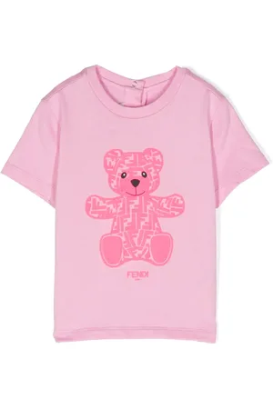 Fendi T-shirt med logotryk og flock-tekstur