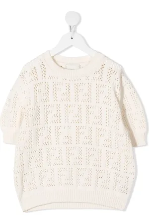 Fendi Top i åben strik og FF-logo