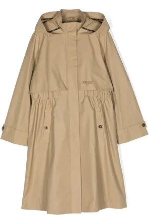 Fendi Trenchcoat med logobroderi og hætte