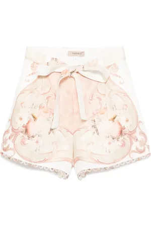 Twin-Set Shorts i hør med tryk