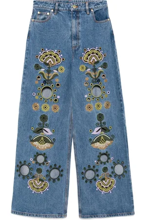 Cynthia Rowley Broderede jeans med brede ben