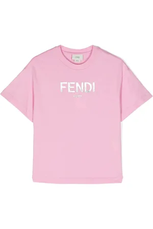 Fendi T-shirt med flock-tekstur og logo