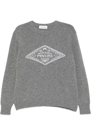 Marine Serre Intarsiastrikket sweater med logo