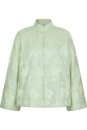 SHANGHAI TANG Blomstret bluse i jacquard