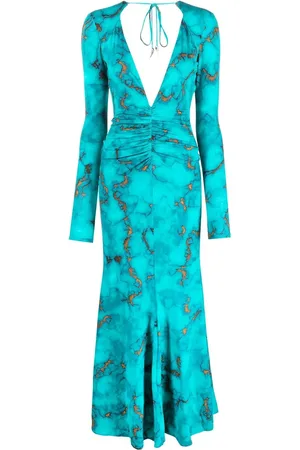 Roberto Cavalli Ruchet kjole med marmortryk