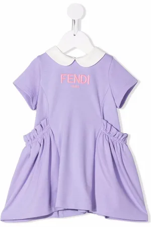 Fendi Mellemlang kjole med logobroderi og svaj