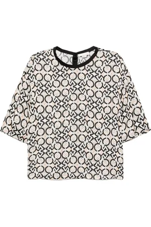 Zuhair Murad T-shirt i charmeuse med underteksttryk