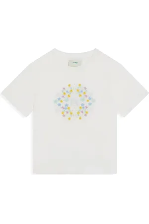 Fendi T-shirt med blomsterbroderi