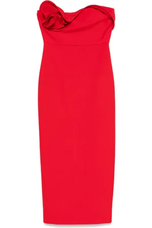 Roland Mouret Mellemlang blomstret kjole med draperinger