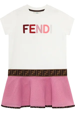 Fendi Broderet kjole med colourblocking