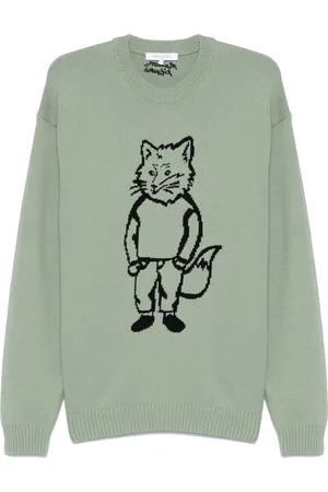 Maison Kitsuné Intarsiastrikket sweater med rævemotiv