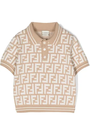 Fendi Intarsiastrikket polo med logo