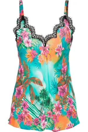 Roberto Cavalli Tanktop i crepe med Hawaii-tryk