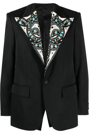 Roberto Cavalli Enkeltradet blazer med turkis udsmykning
