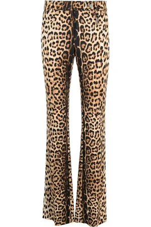 Roberto Cavalli Bukser med leopardtryk og smal pasform
