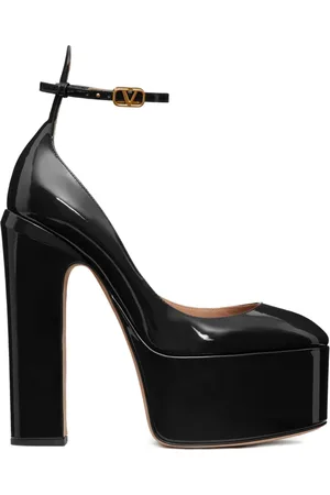VALENTINO GARAVANI Tan-Go 155mm pumps med plateau i lakeret læder