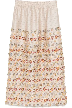 BIYAN Nederdel med broderede blomster